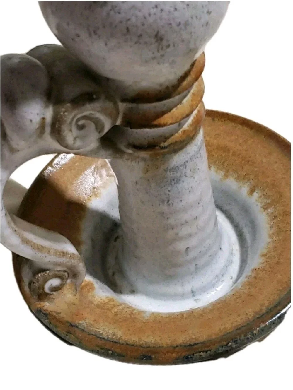 Vtg Mahon Made Stoneware MMS Signed Marked Chamberstick Candle Holder